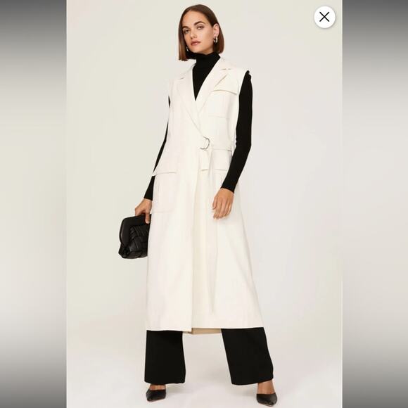 RTR Marina Moscone Collective Cream Long Wrap Vest Coat Sz M - Picture 1 of 16